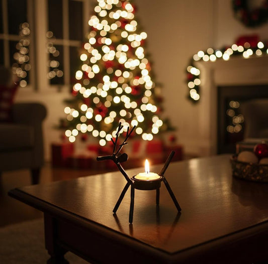 The Purple Tree Cast Iron Christmas Reindeer Tealight Holder