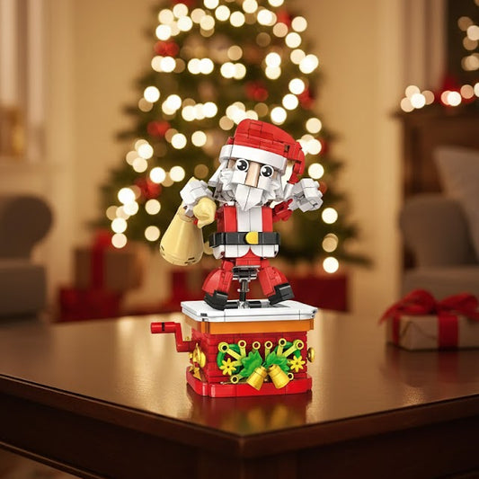 Christmas Building Block Set, Santa Claus with Moving Swing Mechanism, 404 Pieces Creative Construction Toy for Ages 6+, Holiday Decoration