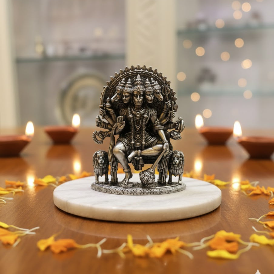 Silver Plated Lord Panchmukhi Hanuman Idol (3 Inch)