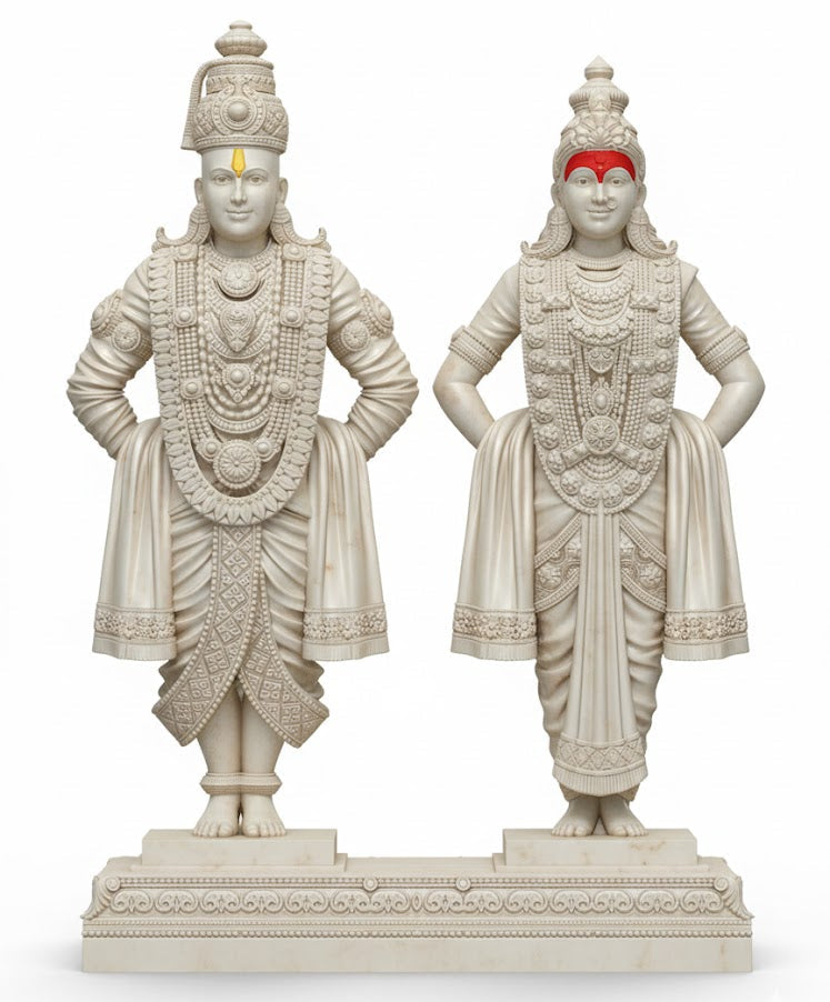 White Marble Lord Vitthal Rukmani Idol