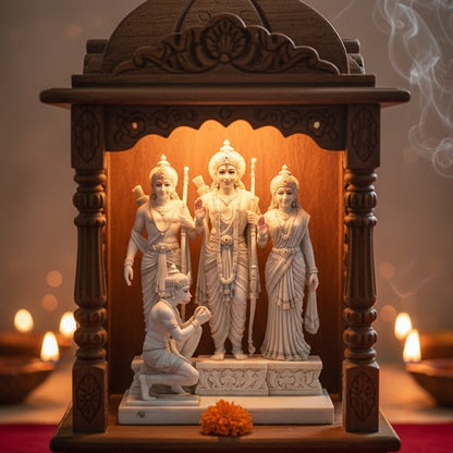 White Marble Lord Ram Darbar Idol