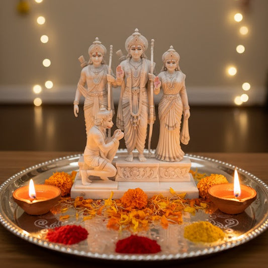 White Marble Lord Ram Darbar Idol