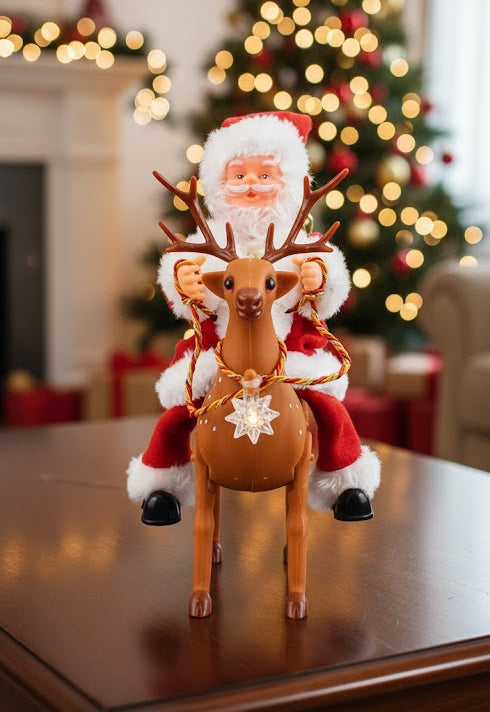 Musical Deer Riding Santa Claus