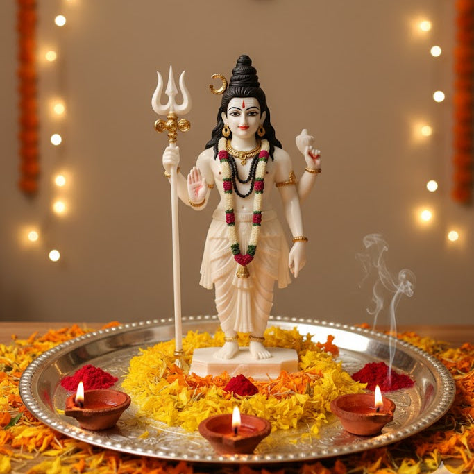 White Marble Standing Lord Shiv Idol