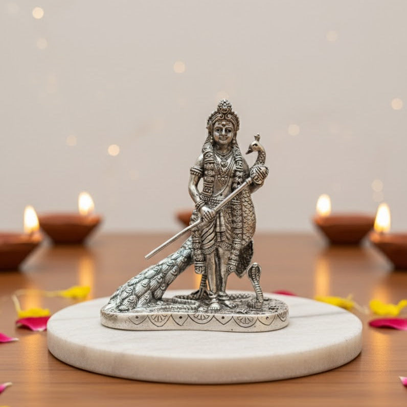 Silver Plated Lord Murgan Ji Idol Style 5 (3 Inch)