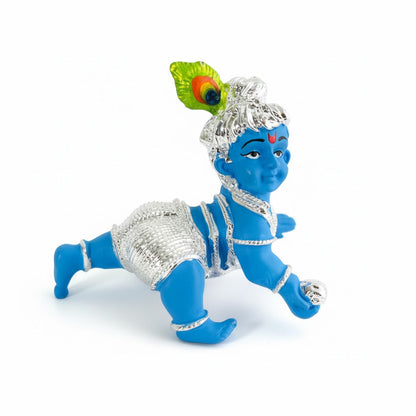 Crawling Laddu Gopal Murti - Silver Plated
