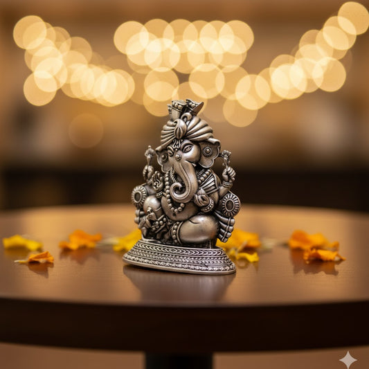 Silver Plated Lord Ganesha Idol (3 Inch)