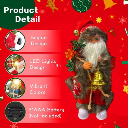 12 Inch Musical Santa Claus Toy with Light – Singing Christmas Doll for Home