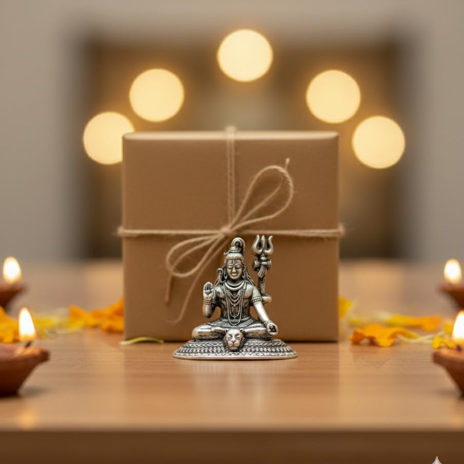 Silver Plated Shiv Idol (3 Inch)