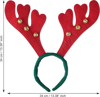 Red Green Christmas Headband Reindeer Antlers Design Hair Band