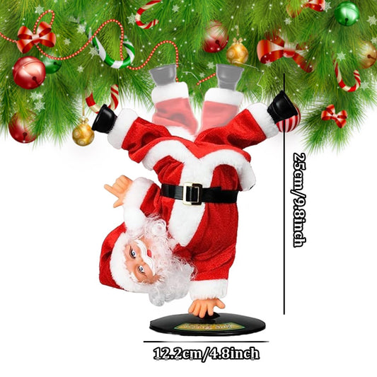 Dancing Santa Claus Figurine | Rotating Handstand Musical Santa Toy