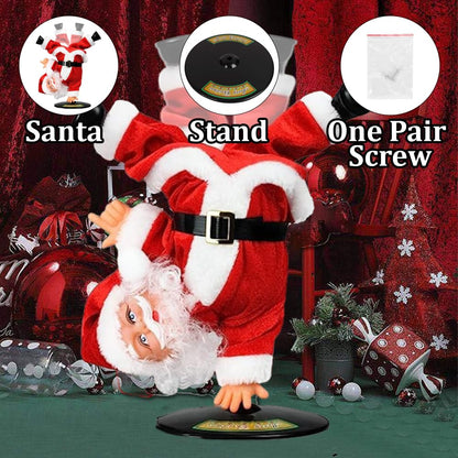 Dancing Santa Claus Figurine | Rotating Handstand Musical Santa Toy