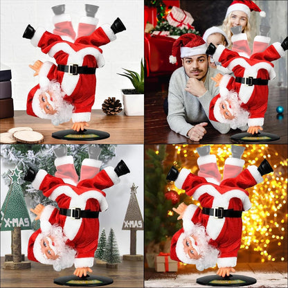 Dancing Santa Claus Figurine | Rotating Handstand Musical Santa Toy