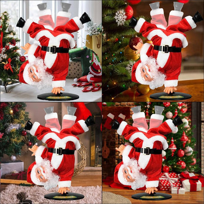 Dancing Santa Claus Figurine | Rotating Handstand Musical Santa Toy