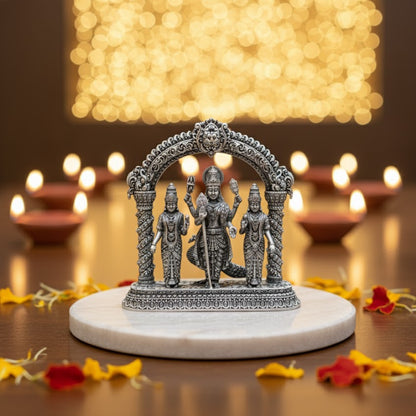 Silver Plated Lord Murugam Valli Deivanai Idol (4 Inch)