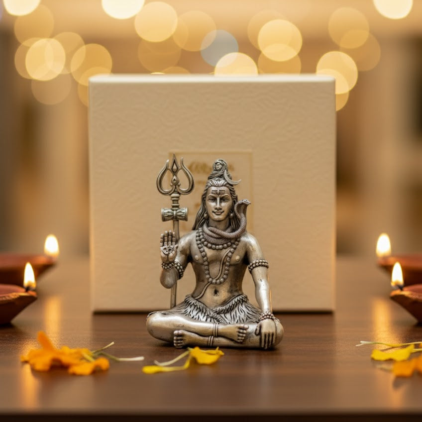 Silver Plated Lord Shiv Idol (3 Inch)