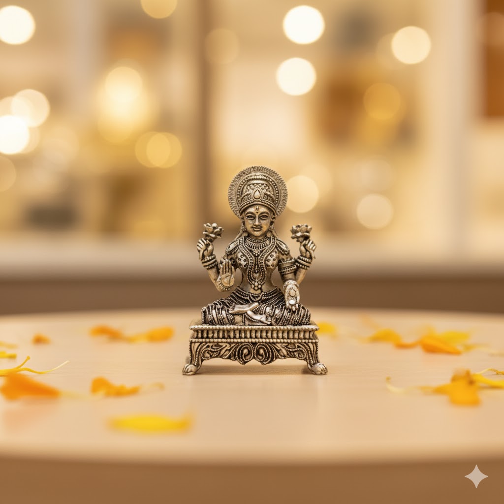 Silver Plated Laxmi Mata Idol (3 Inch)