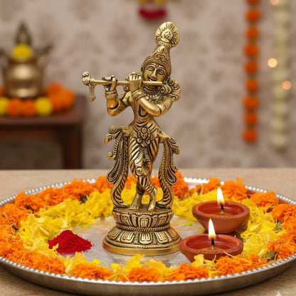 Brass Dancing Krishna Idol