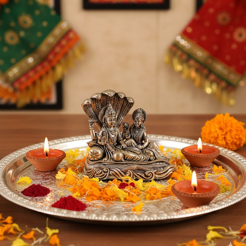 Brass Lord Vishnu Lakshmi Idol