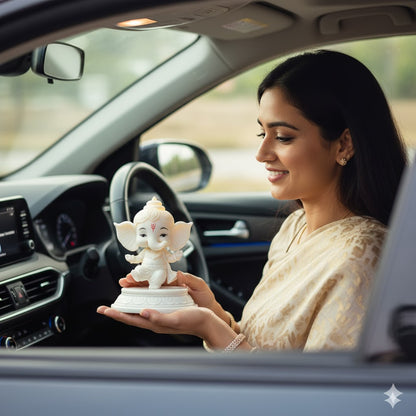 White Marble Dancing Bal Ganesha Idol (5 Inch)