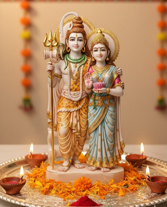 Standing Lord Shiv With Parvati Mata Idol