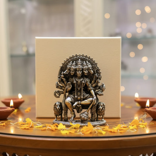 Silver Plated Lord Panchmukhi Hanuman Idol (3 Inch)