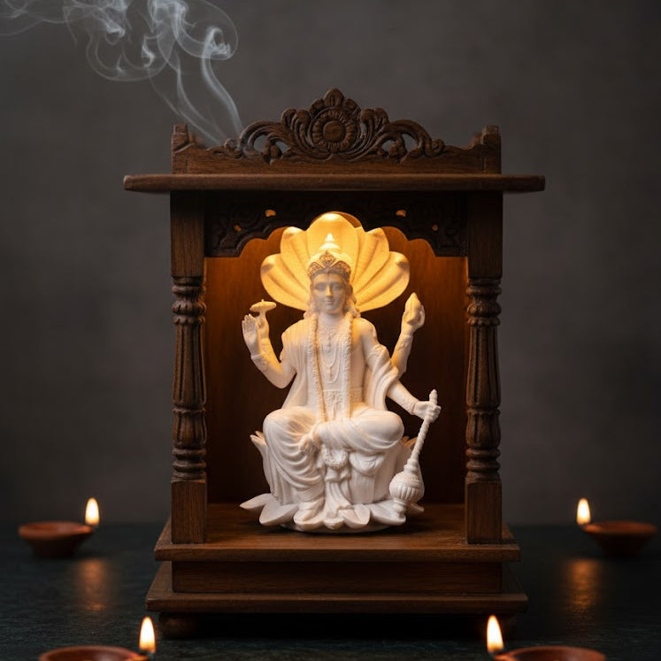 White Marble Lord Vishnu Idol