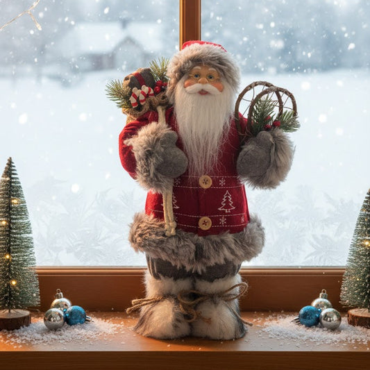 Santa Figurine Doll Ornament Table Decor Cute Statue for Party Birthday Gift