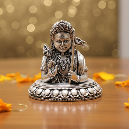 Silver Plated Lord Murgan Ji Face Idol (4 Inch)
