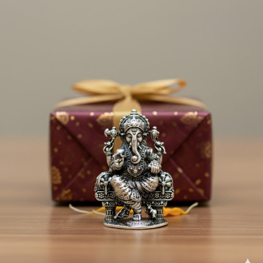 Silver Plated Lord Ganpati Idol (3 Inch)