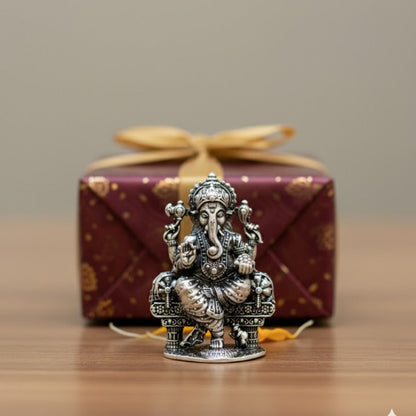 Silver Plated Lord Ganpati Idol (3 Inch)