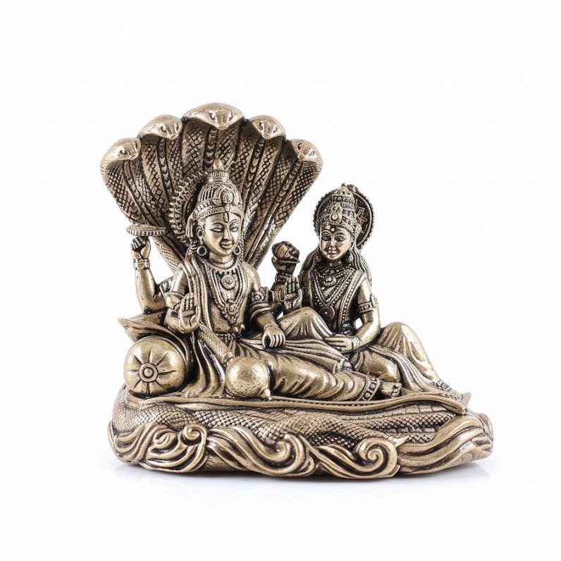 Brass Lord Vishnu Lakshmi Idol