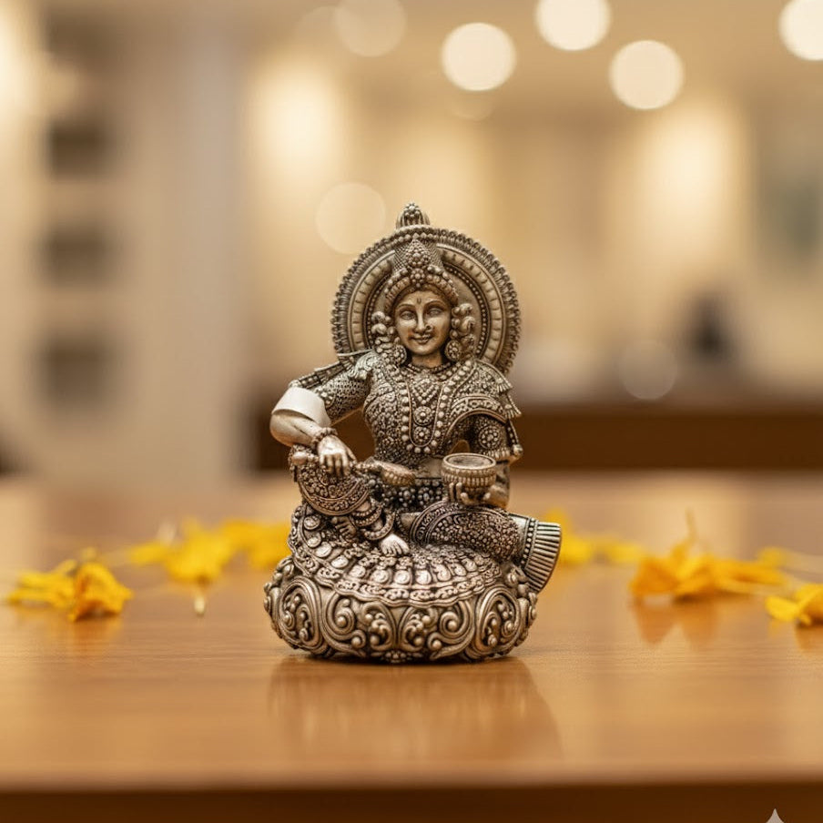 Silver Plated Annapurna Mata Idol (3 Inch)