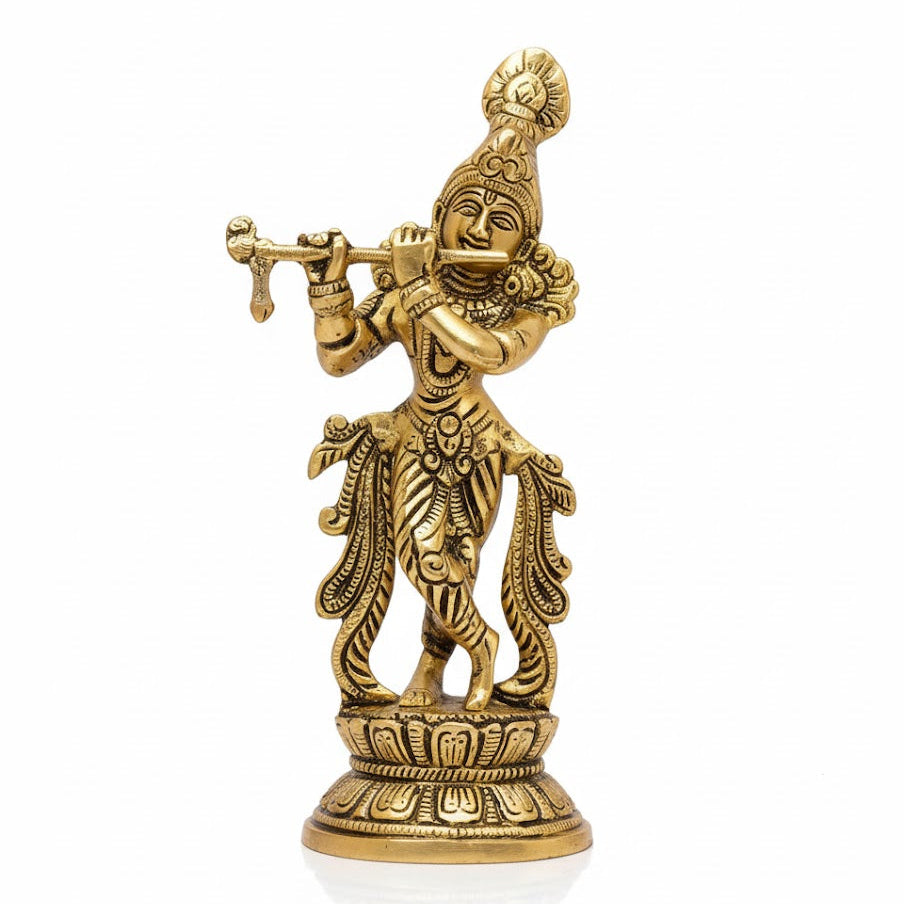 Brass Dancing Krishna Idol