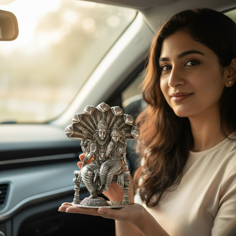 Antique Silver Plated Lakshmi Narasimha Swamy Idol