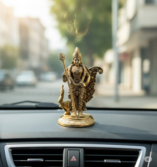 Handcrafted Lord Murugan With Peacock Idol for Pooja and Home Decor