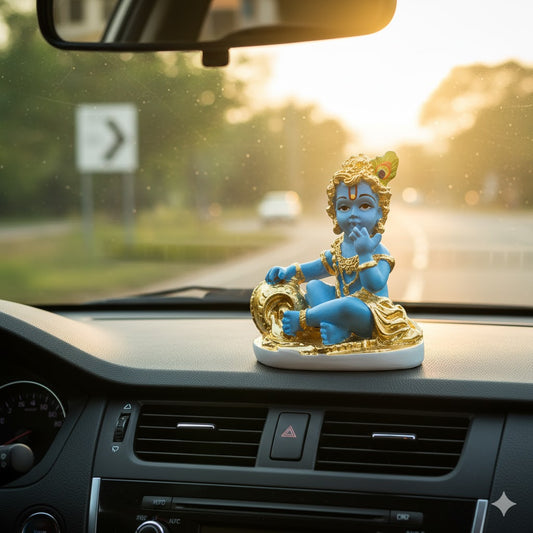 Gold Plated Laddu Gopal Krishna Murti 5 Inch