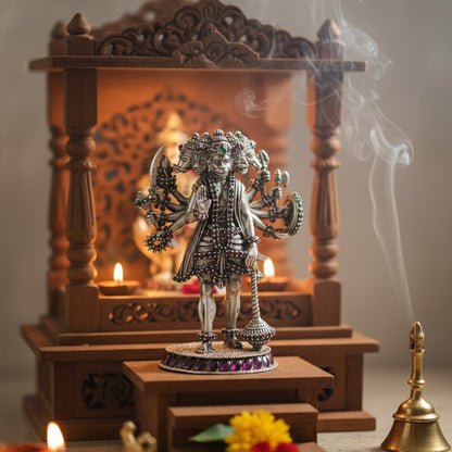 Regal panchamukhi Lord Hanuman idol studded with rubies