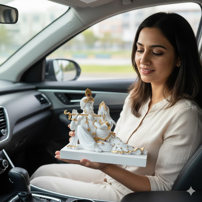 Luxurious White & Gold Radha Krishna Murti