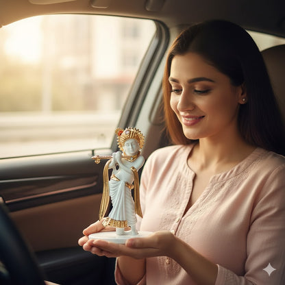 Krishna Idol for Car Dashboard - Gold Plated