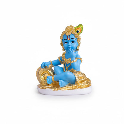 Gold Plated Laddu Gopal Krishna Murti 5 Inch
