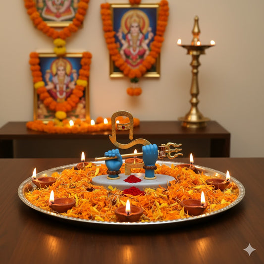 Shivji Divine Hands Car Dashboard Idol - Gold Plated (5 Inch)