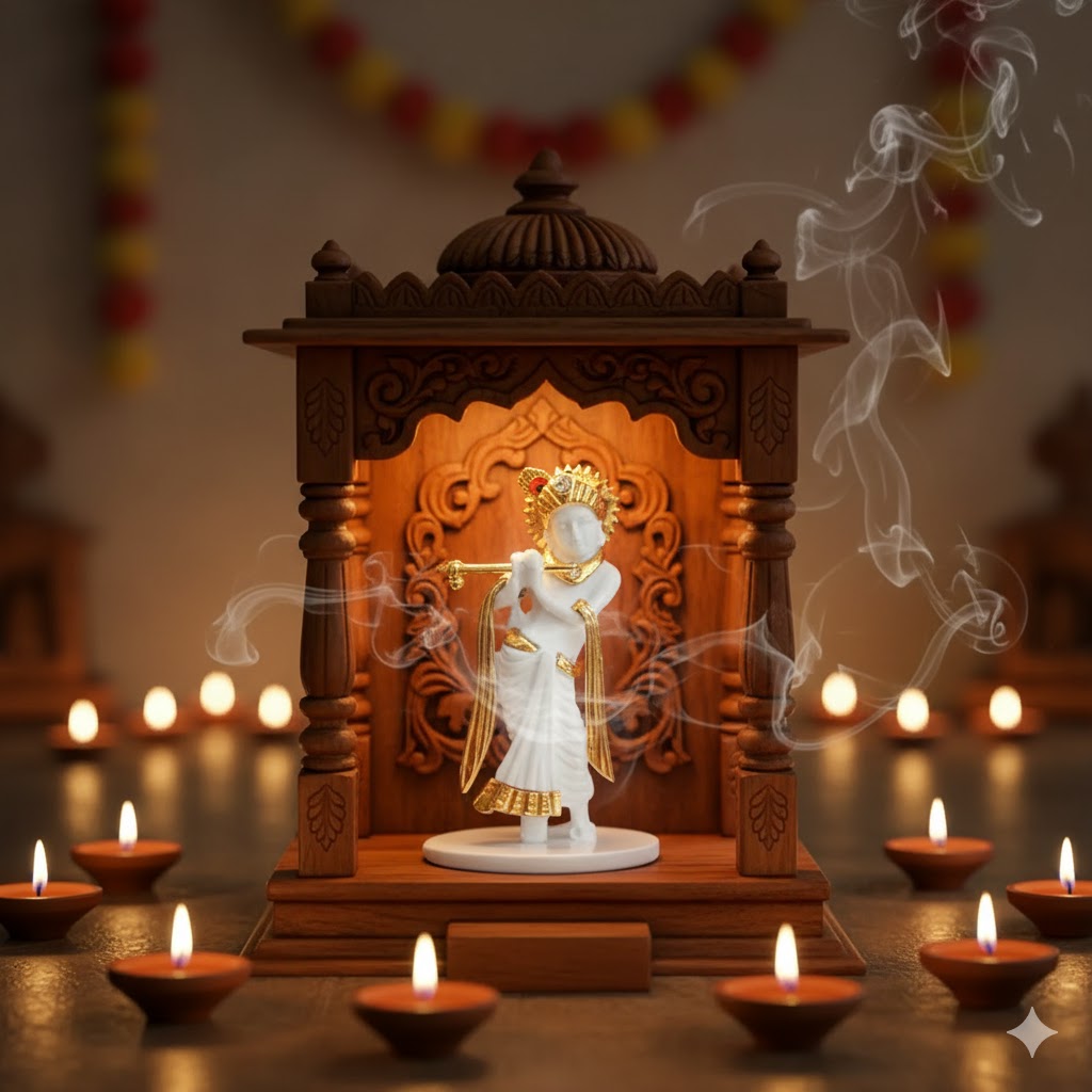 Krishna Idol for Car Dashboard - Gold Plated