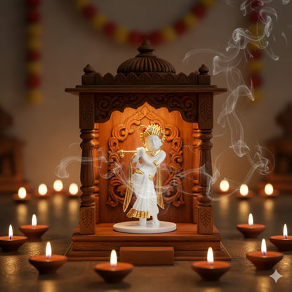 Krishna Idol for Car Dashboard - Gold Plated