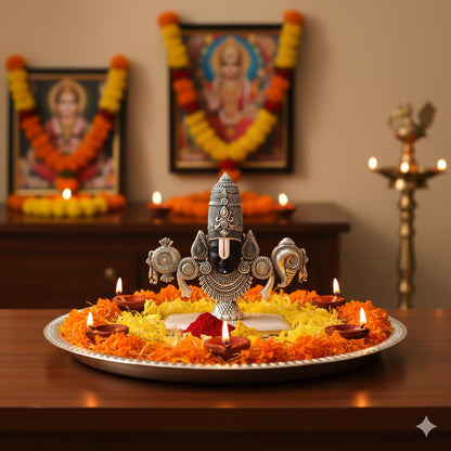 Lord Balaji Face Idol - Silver Plated