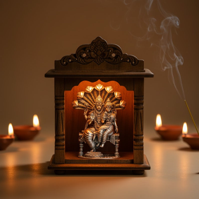 Antique Silver Plated Lakshmi Narasimha Swamy Idol