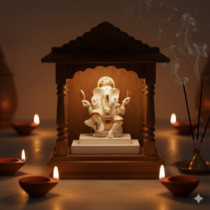 Premium White & Gold Lord Ganesh