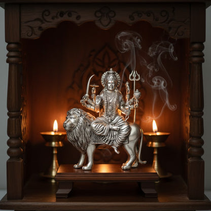 Silver Plated Maa Durga Idol