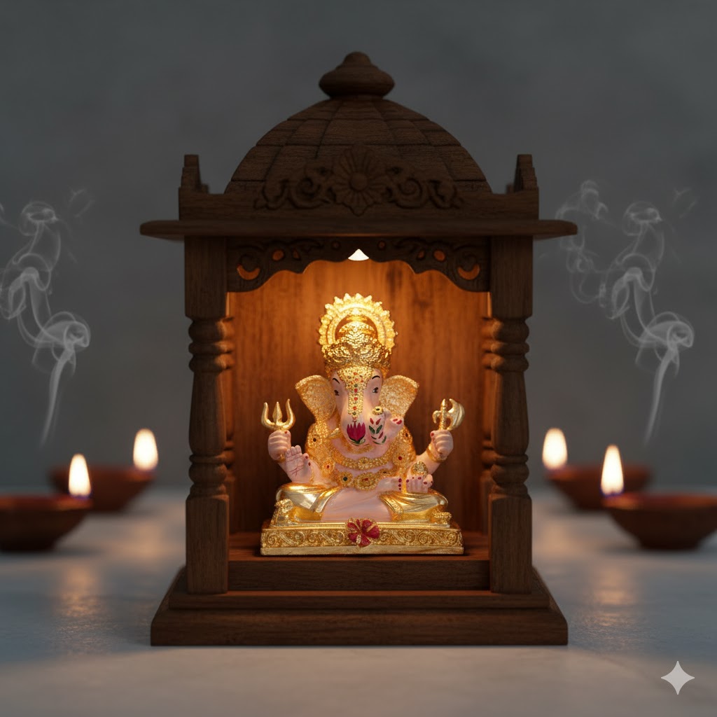 Dagdusheth Halwai Ganpati Murti - Gold Plated