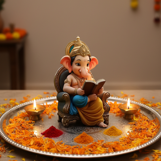 Lord Ganesha With Singhasan Idol